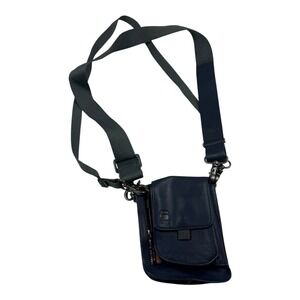 G-Star RAW Navy Blue Leather Double Pouch Crossbody Bag Fanny Pack Tactical
